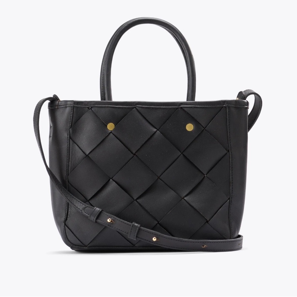 Nisolo Carry-All Handwoven Satchel Crossbody Purse Black Leather Anthropologie